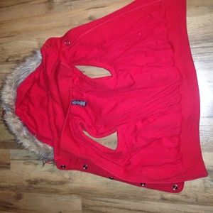 red jacket none sleeve